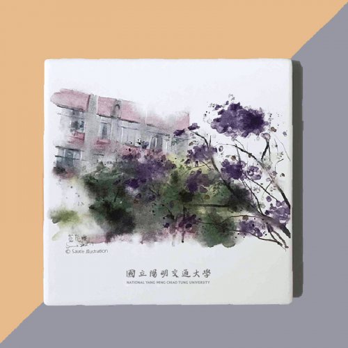 NYCU校園插畫吸水杯墊_藍花楹